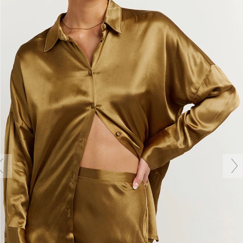 DISSH Simone chartreuse satin shirt